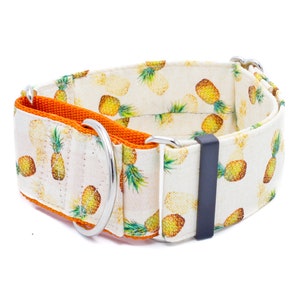Tropical Pineapple Dog Collar - Martingale or Buckle - 1"- 2" Width Collars