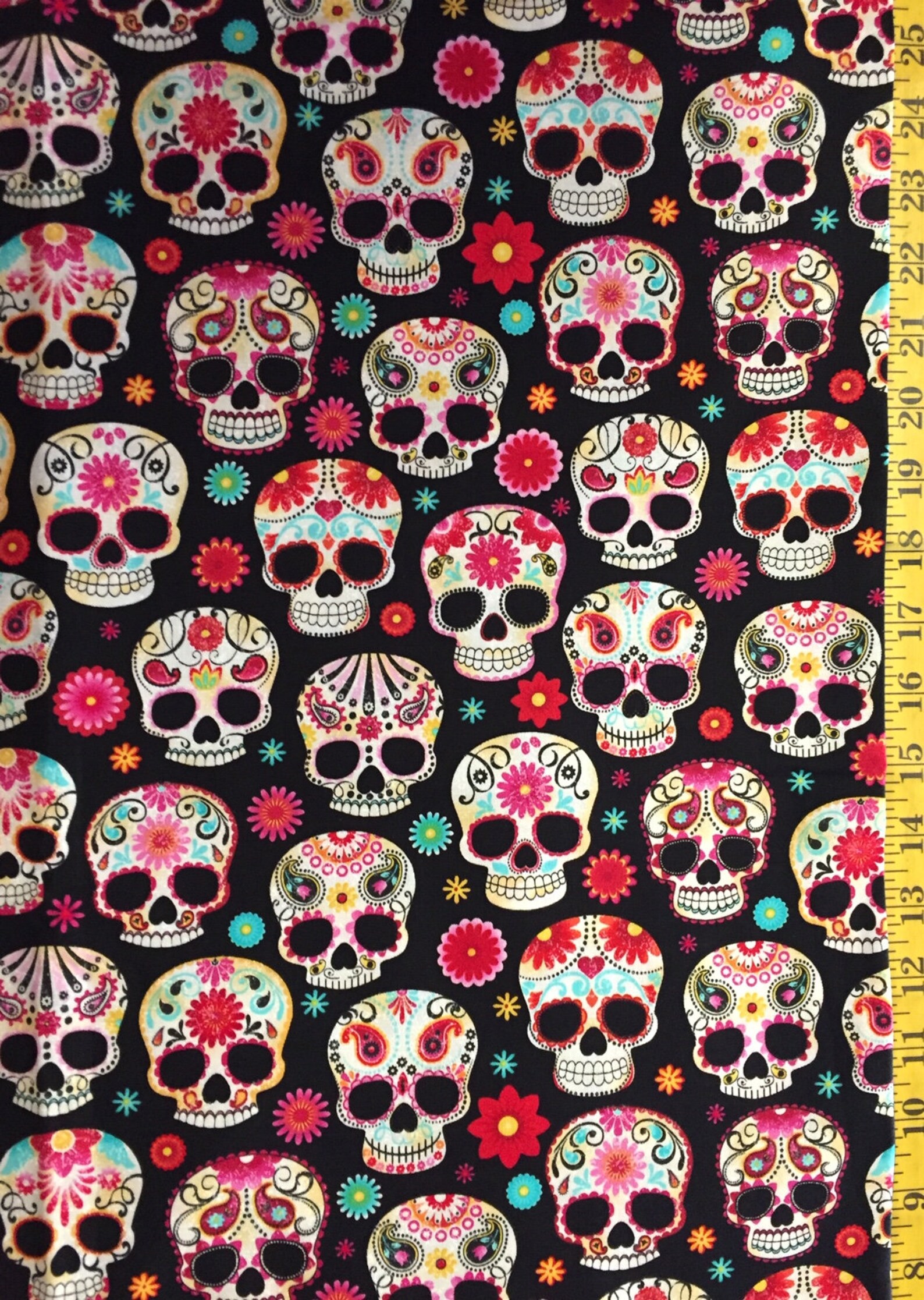Sugar Skulls - Timeless Treasures Fabric - Day of the Dead, ( Yard or ...