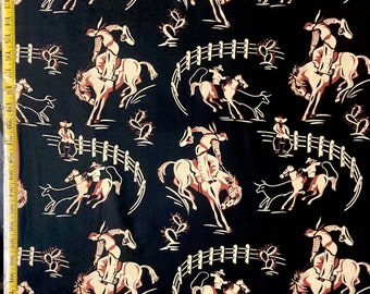 Ropin' n Ridin' Red & Black Alexander Henry Fabric cowboy western horse fabric  ( Yard or Half Yard )