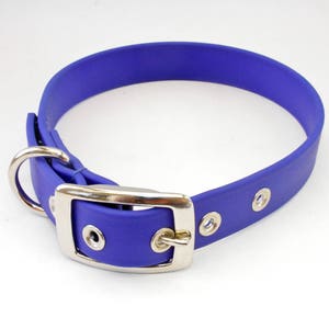 Dog Collar - Faux Leather 5/8 & 1 Inch Width Tongue Buckle - Vegan, Fake, Biothane