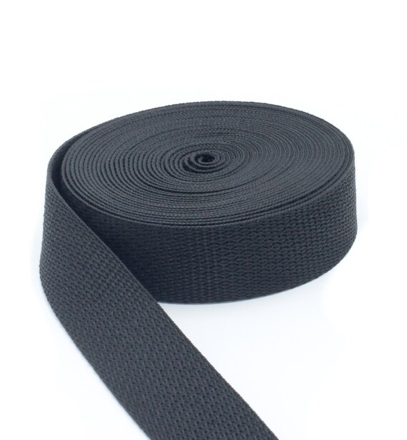 MTP 3/4 / 1 / 1.5 / 2 Inch Polypropylene Webbing: Black Nylon Strap  5/10/1 yards For belt Backpack DIY