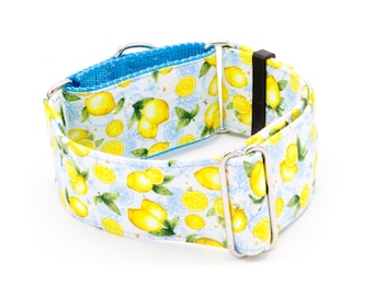 Sour Lemons Dog Collar - Martingale or Buckle 5/8" - 2" Widths Fruit
