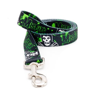 Misfits "Splatter Fiend" Green and Pink Official Dog Leash - 5/8" & 1" Width