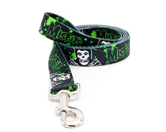 Misfits "Splatter Fiend" Green and Pink Official Dog Leash - 5/8" & 1" Width