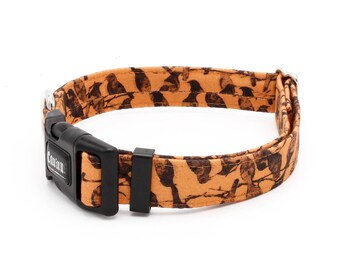 Orange Ravens Dog Collar - Martingale or Buckle 1"- 2" Width Collars