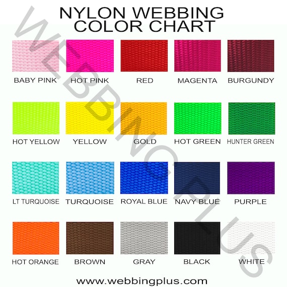 1 Yard - 1" width Nylon Webbing - Medium Weight Nylon Various Colors -   ( 1 inch width Nylon, Strap, Strapping )