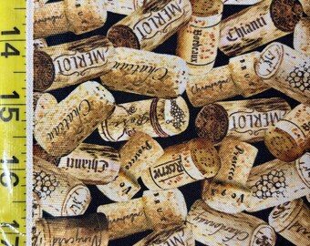 Wine Cork - Timeless Treasures  - vineyard tan cream  ( Yard or Half Yard )