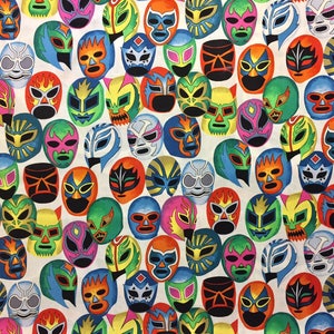 Lucha Libre - Máscaras de Peleá - Fabric Wrestling, Alexander Henry ( Yard or Half Yard )