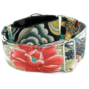 Zen Lotus Dog Collar - Martingale  or Buckle - 1 - 2 Inch Width