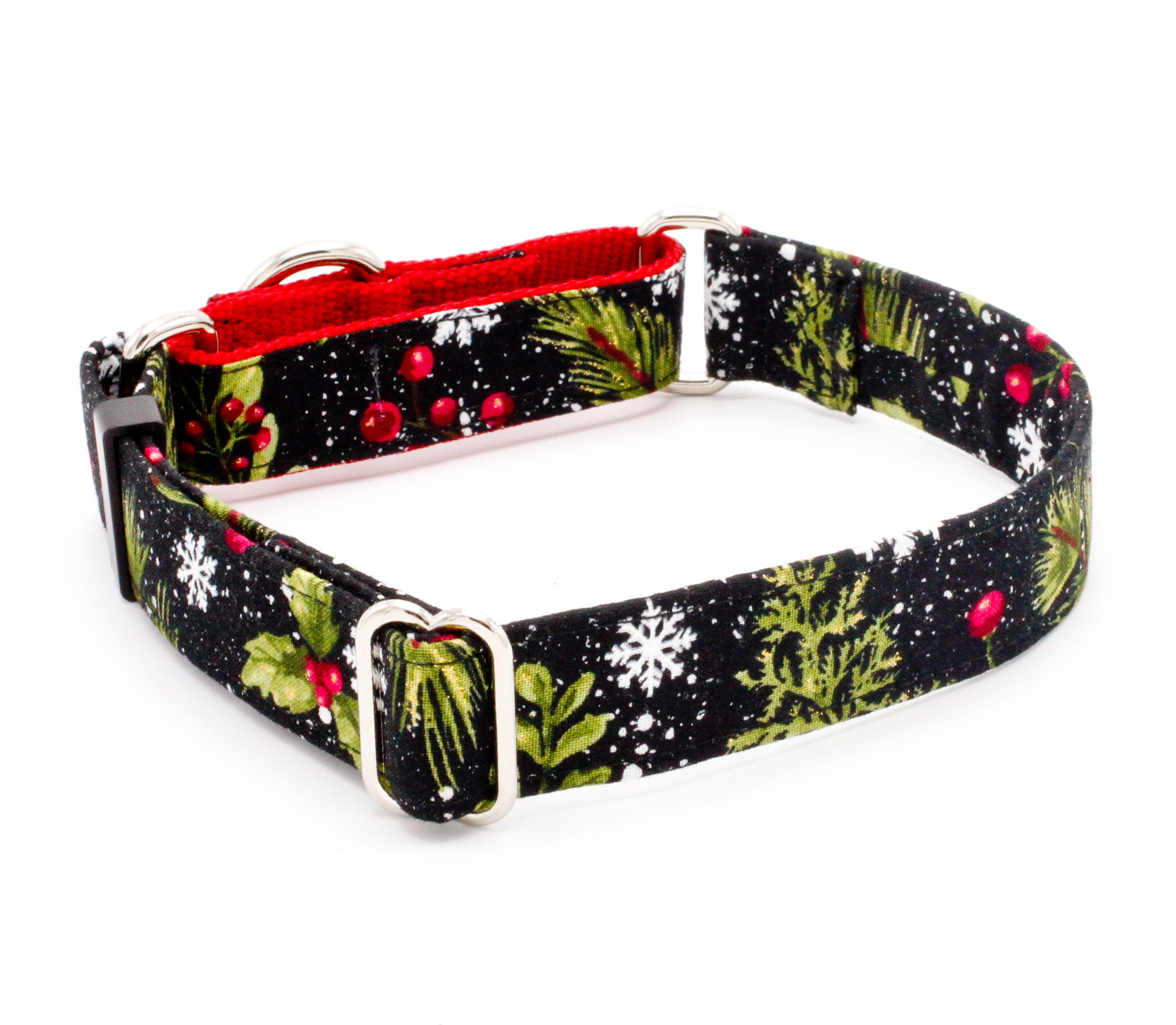 Weihnachts-Martingale-Halsband Für Hunde Mit Schneeflocken & Glöckchen – Rutschfest, Verstellbar, Festliches Design