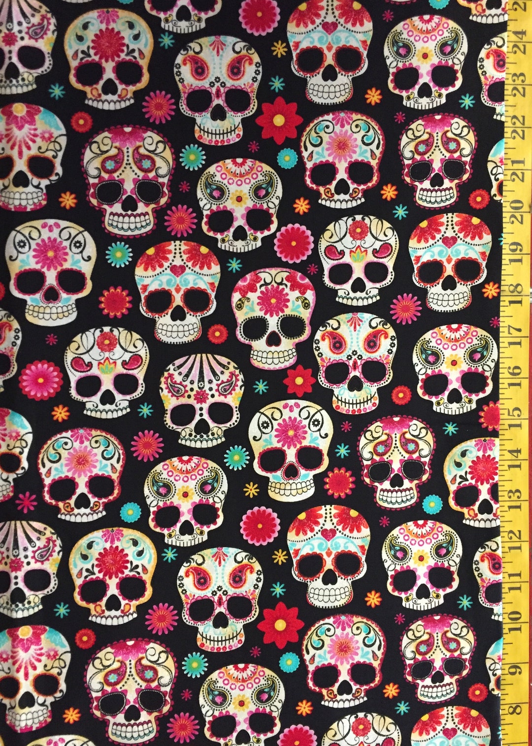 Sugar Skulls - Timeless Treasures Fabric - Day of the Dead, ( Yard or ...