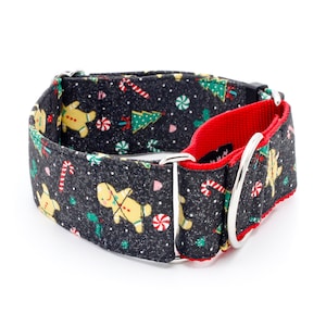 Sparkly Gingerbread Dog Collar - Martingale or Buckle - 1&quot;- 2&quot; Width Christmas holiday Collars