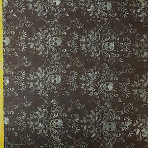Skull Damask Batik - Timeless Treasures Fabric - Skeleton, Floral, Ornate  ( Yard or Half Yard )
