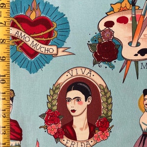 Todo Para Ti -  Alexander Henry Fabric - Frida, Sacred Heart, Flowers, Dove ( Yard or Half Yard )