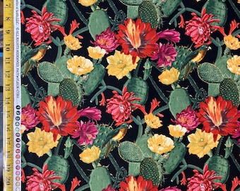 Cacti Blooms - Timeless Treasures Fabric - Désert, Cactus, Sud-Ouest, Prickly Pear (Yard ou Half Yard)