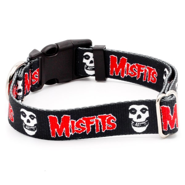 Misfits Fiend Skull Dog Collar Martingale & Buckle 5/8"- 1.5" Width Collars