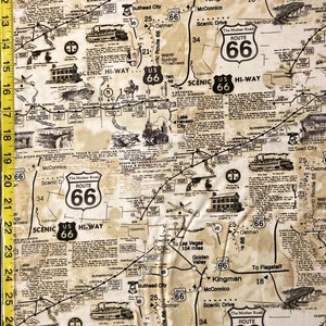 Route 66 Tea - Timeless Treasures Fabric Desert Travel Southwest ( Yard or Half Yard )