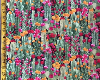 Cacti in Bloom - Timeless Treasures fabric - Cactus & Flowers ( Yard or Half Yard )