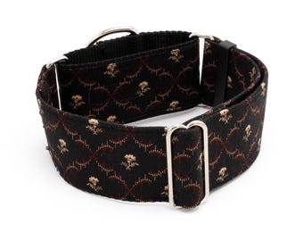Nocturne Flowers Dog Collar - Martingale or Buckle - 1/2"- 2" Width Collars