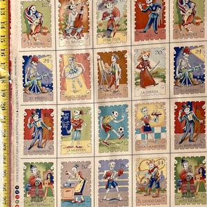 Cartas Marcadas TEA - Alexander Henry Fabric - skeleton patches ( Yard or Half Yard )