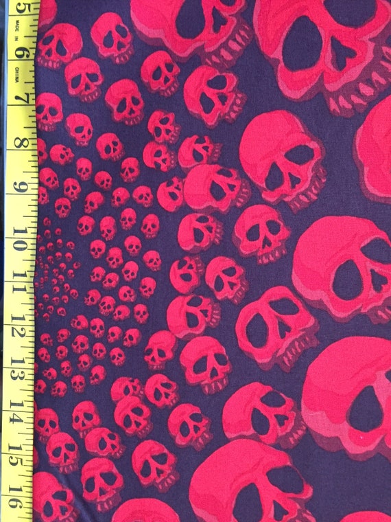 Alexander Henry Fabric RED Skulls Skull Infinity Skullfinity Half Yard