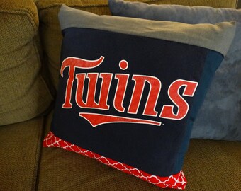 Minnesota Twins upcycled Tshirt throw pillow COVER  16 x 16 inches