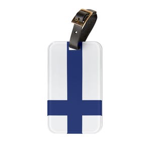 Finland Flag Luggage Tag,  Finnish Flag Suitcase Tag, Gym Bag Tag, Backpack Tag, Christmas Gift, Stocking Stuffer