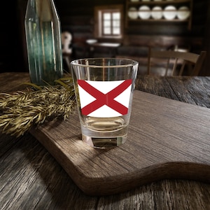 Alabama Flag Shot Glass, Celebrate Heritage, Perfect for Gifts, Home Bar Decor, Unique Collectible, 1.5oz Drinkware