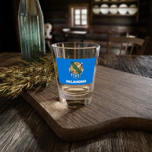 Oklahoma Flag Shot Glass, Celebrate Heritage, Perfect for Gifts, Home Bar Decor, Unique Collectible, 1.5oz Drinkware