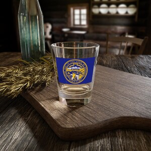 Nebraska Flag Shot Glass, Celebrate Heritage, Perfect for Gifts, Home Bar Decor, Unique Collectible, 1.5oz Drinkware