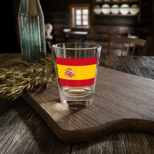 Spain Flag Shot Glass - 1.5oz, Perfect Gift for Travelers, Soccer Fans, Housewarmings, Collectors, Barware