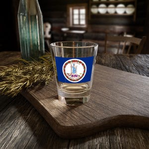Virginia Flag Shot Glass, Celebrate Heritage, Perfect for Gifts, Home Bar Decor, Unique Collectible, 1.5oz Drinkware