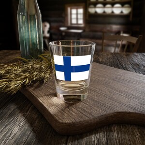 Finland Flag Shot Glass, Celebrate Heritage, Perfect for Gifts, Home Bar Decor, Unique Collectible, 1.5oz Drinkware