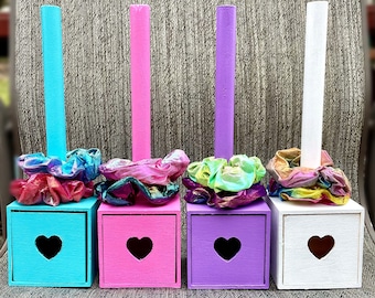 Personalized, Scrunchie holder, scrunchie storage, hair ties, hair clips and hair accessories, favors, hair tie holder, headband holder, kid