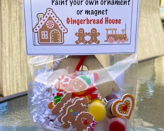 Paint your own, paint, Christmas, Gingerbread House, wooden craft, Favor, class gifts, ornaments, Ginger, Kids activity, gingerbread man