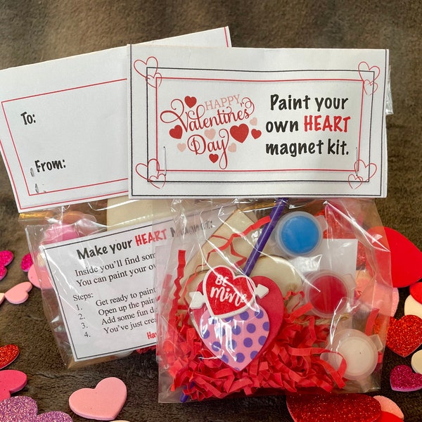 Paint your own, paint, craft, hearts, Valentines Day, Valentine’s Day, Heart, Love, crafts, Valentines wooden craft, Bag, Favor, class gifts