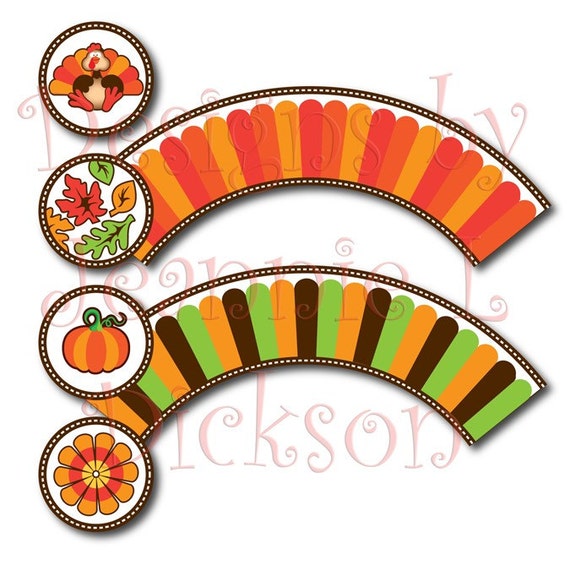 Items similar to Fall Cupcake Wrappers Cupcake Toppers Printable DIY Digital PDF on Etsy