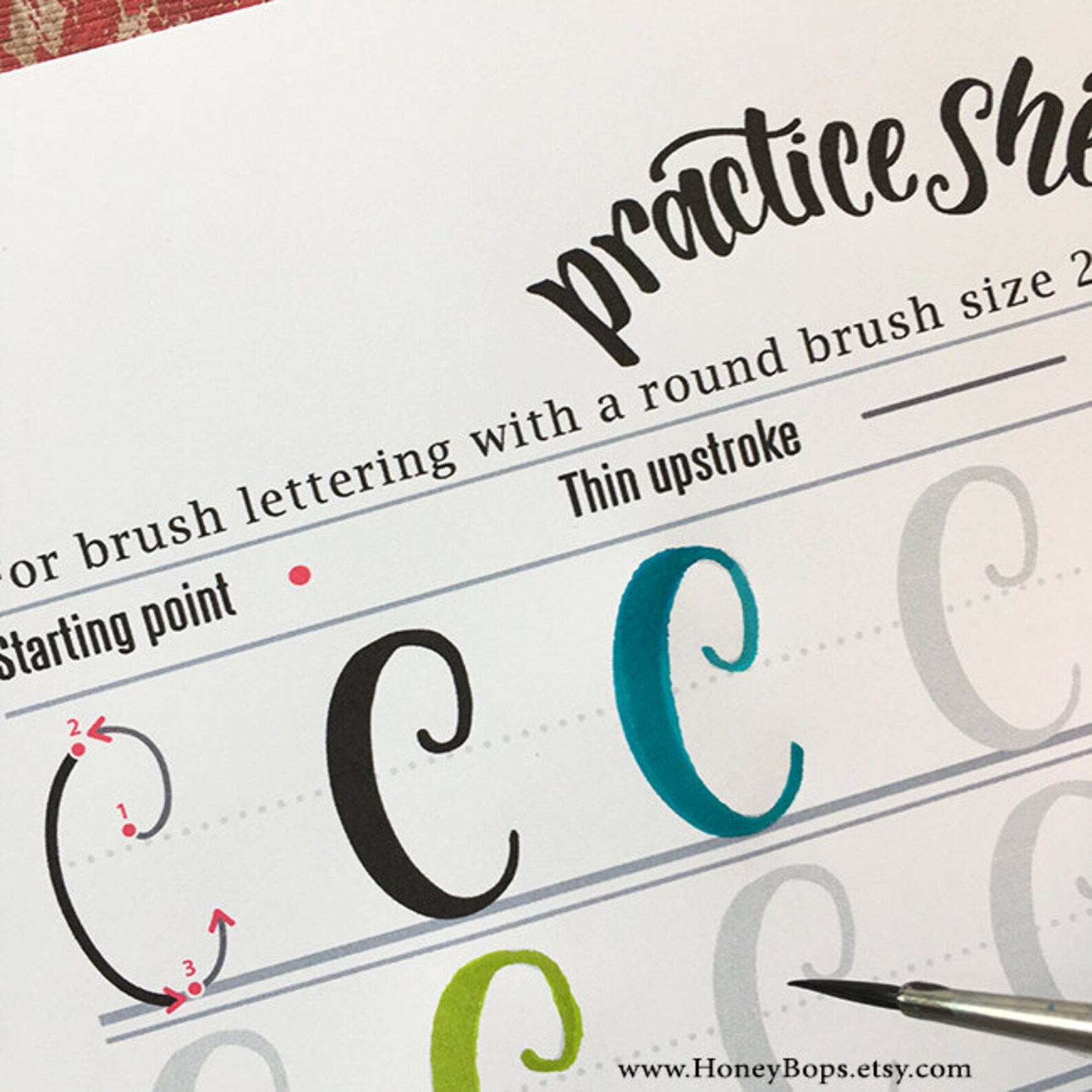 Upper and Lower Case Alphabet Watercolor Brush Lettering Worksheets ...