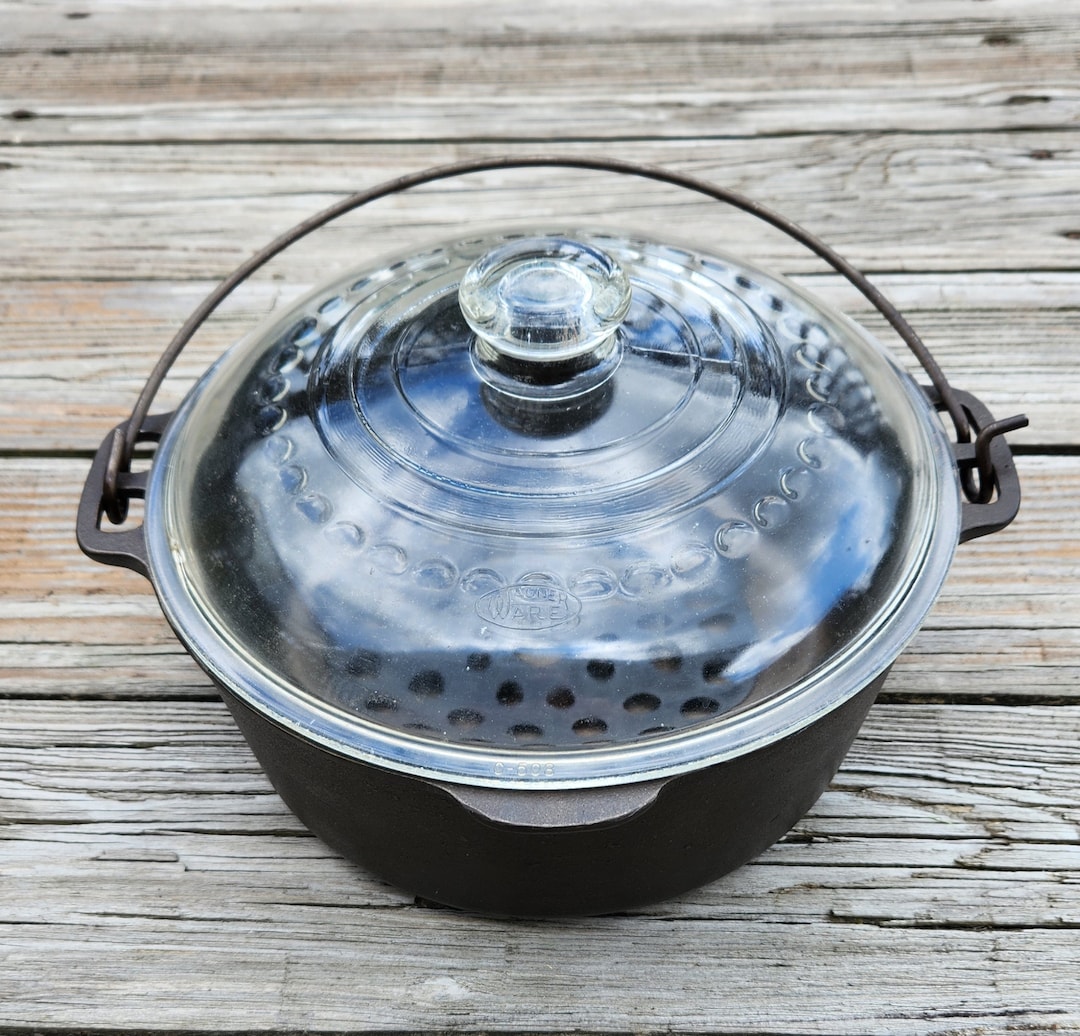 Vintage Wagner 5 Qt Cast Iron Dutch Oven W/marked Lid & Trivet Etsy