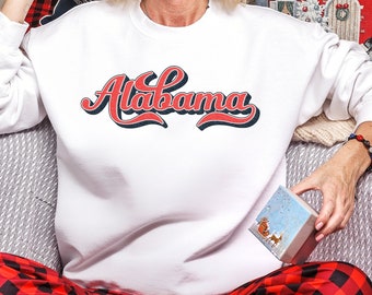 Alabama Sweatshirt, Varsity Style Crewneck Alabama Hoodie, Alabama Unisex Crewneck Sweatshirt, Retro State of Alabama Crewneck Hoodie