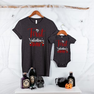 My 1st Valentine&#39;s Day Shirt, Valentines Day family matching Tshirts, First Valentine&#39;s Day Baby Onesie, Cute 1st Valentine Infant Tshirt