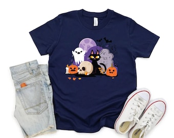 Halloween Shirts, Scary Black Cat Shirts, Kids Halloween Shirts, Halloween Party Shirts, Family Matching Shirts, Trick or treat Crew
