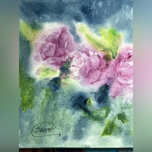 Original Painting Peonies watercolor NEW art Floral wall decor art Artettina