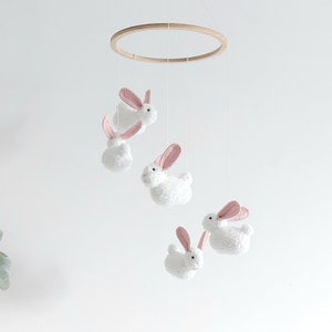 Hares baby mobile, Bunny nursery mobile, animal crib mobile