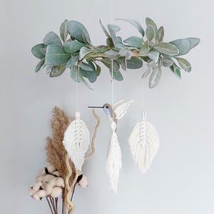 Handcrafted Hummingbird Baby Crib Mobile - Neutral Nursery Decor For Infants & Toddlers