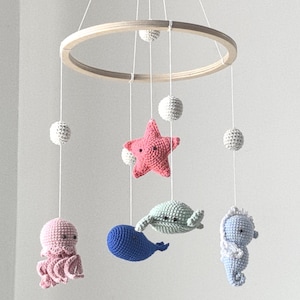 Handmade Baby Mobile with Sea & Ocean Animals – Nautical Nursery Decor, Marine Creatures, Infant Crib Toy, Ocean Theme for Nursery