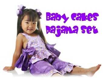 Girls Baby Cakes Pajama set pattern ebook. 2T-4T