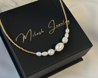 Gold Beaded Pearl Choker: Delicate Bridal Jewelry