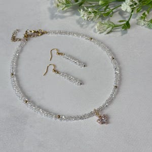 Collar de oro Birdal, collar de cuentas de cristal blanco, gargantilla de cristal con colgante de corazón, collar delicado, regalo de joyería personalizado para novia