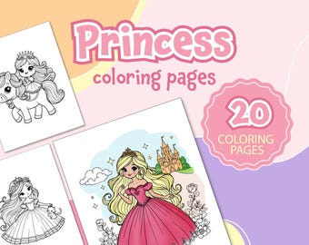 Princess Coloring Pages | 20 Printable Coloring Pages For Kids | Princess Coloring Sheets | Princess Coloring Book | Girl Coloring Pages